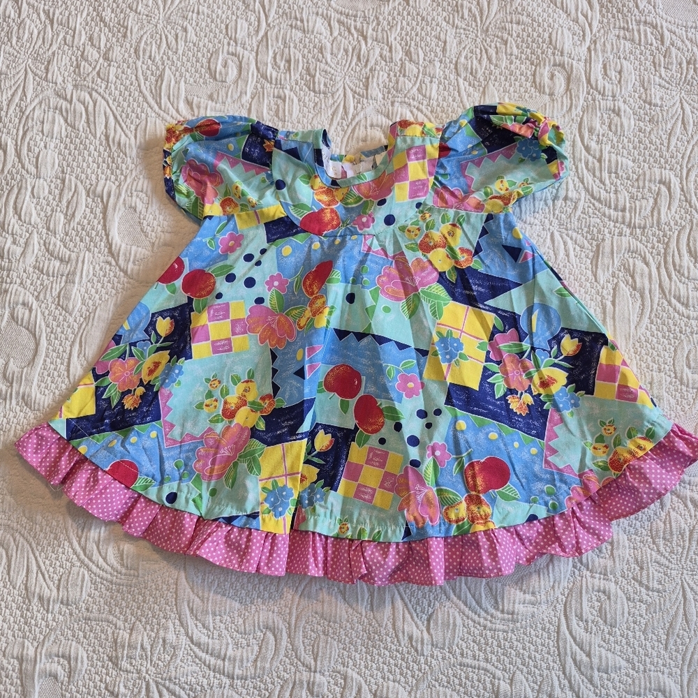 Baby Beluga girls size 18 months multi color fruit and flower dress EUC